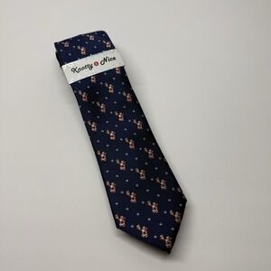 Knotty & Nice Tie Mens Blue Santa Christmas Theme Tie NEW (3 1/4"x57")